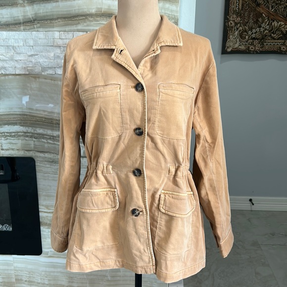 J. Jill Anorak Cinch Waist Cotton Spandex Jacket Toffee Color. Size M - Picture 2 of 9